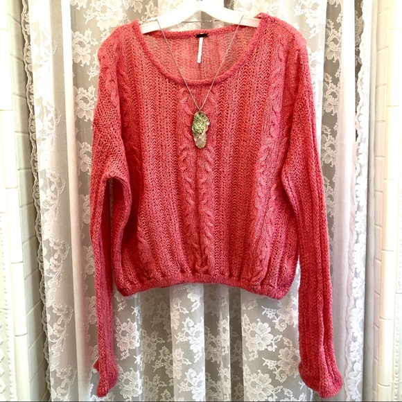 FREE PEOPLE * NWOT Pink Slouchy Bubble Sweater - Picture 10 of 10